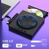 An external DVD/Blu-ray drive connected to a laptop, with a CD/DVD inserted. Produktbild-Vorschau