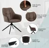 Collage showing a brown faux leather swivel chair with its features highlighted. Produktbild-Vorschau
