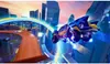 A futuristic racing game environment with a car in mid-air. Produktbild-Vorschau