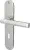 A silver and white door handle set on a white background. Produktbild-Vorschau