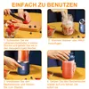 A collage of four images showing the steps to use a portable smoothie maker. Voir les images du produit