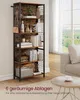 A tall, narrow bookshelf filled with books and decorative items, placed in a well-lit living room next to a window. Produktbild-Vorschau