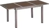 A table with a metal frame and brown tabletop, shown against a white background. Produktbild-Vorschau