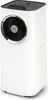 A white portable air conditioner with a black top and a circular fan grille on the front. Produktbild-Vorschau