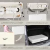 A collage of images showing a massage table being folded, packed into a bag, and placed into a car trunk. Náhled obrázku produktu