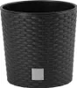 A black textured pot with a gray logo on the front. Náhled obrázku produktu