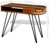 Scrivania in legno massiccio antico con gambe in ferro Anteprima dell’immagine prodotto 4