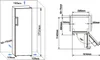 Diagrams showing dimensions and clearances for a refrigerator. Produktbild-Vorschau