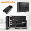 COSTWAY Küchenschrank, Sideboard auf Rollen, Buffetschrank Produktbild-Vorschau 3
