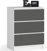 Kommode AKORD K60 Weiß 60 cm 3 Schubladen Front Graphitgrau Produktbild-Vorschau 1