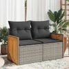 The Living Store Gartensofa 2-Sitzer mit Kissen Grau Poly Produktbild-Vorschau 2