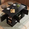 Ilot de cuisine moderne noir, armoire de cuisine avec plan Voir les images du produit 3
