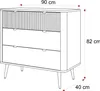 Geriffelte Kommode NAVANI 90 cm mit 3 Schubladen Produktbild-Vorschau 7
