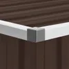 Close-up of the corner of a brown storage box with a white trim and a gray corner protector. Voir les images du produit