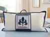 A pillow in its packaging is displayed on a bed. Produktbild-Vorschau