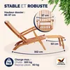 CASARIA® Chaise longue Queen Mary pliable bois d’acacia Voir les images du produit 3