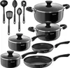 A collection of black cookware and kitchen utensils arranged on a white background. Náhled obrázku produktu
