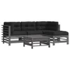 5-tlg. Garten-Lounge-Set mit Kissen Grau Massivholz Produktbild-Vorschau 1