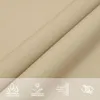 A close-up view of beige fabric, likely a sail shade, with icons indicating features at the bottom. Voir les images du produit
