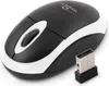 A black and white wireless computer mouse with a USB receiver. Produktbild-Vorschau