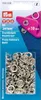 A product package containing snap fasteners, with a close-up view of the fasteners and fabric samples. Anteprima dell’immagine prodotto