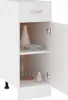 A white cabinet with its door open, showing two shelves with some kitchen items. Náhľad obrázku produktu
