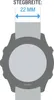 Diagram showing a watch with a measurement indicating the strap width. Produktbild-Vorschau