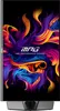 A vertical monitor displaying a colorful, abstract wallpaper with MSI branding. Produktbild-Vorschau