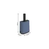 A 3D rendering of a blue dustpan with a black handle and dimensions indicated. Produktbild-Vorschau