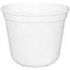 A white plastic plant pot with horizontal ridges. Produktbild-Vorschau