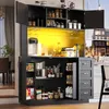 Moderner Buffetschrank 120x40x188cm mit LED Beleuchtung Produktbild-Vorschau 4