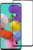 A screen protector is placed over a smartphone screen displaying a colorful abstract wallpaper. Produktbild-Vorschau