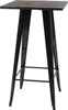 A high-top table with a wooden top and black metal legs, photographed against a white background. Voir les images du produit