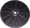 A close-up, top-down view of a circular, black charcoal filter with a central opening and radial grooves. Produktbild-Vorschau