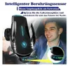 A man is smiling in a car, with a wireless car charger in the foreground. Produktbild-Vorschau