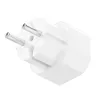 A white electrical plug adapter with three pins. Produktbild-Vorschau