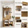 A collage of images showcasing a multi-functional entryway organizer with various features labeled. Anteprima dell’immagine prodotto