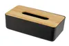 A black tissue box with a wooden lid. Náhled obrázku produktu