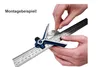 Hands using a combination square set on a ruler. Produktbild-Vorschau