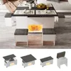 Couchtisch mit 4 Hockern& LED,  Verwandlungs Esstisch, Produktbild-Vorschau 1