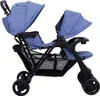 vidaXL Passeggino gemellare tandem blu navy acciaio Anteprima dell’immagine prodotto 4