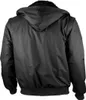 The back view of a black pilot jacket with a hood. Produktbild-Vorschau