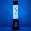A black and transparent lava lamp with PlayStation symbols inside, lit with blue light, against a blue background. Podgląd zdjęcia produktu