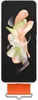 A white Samsung Z Flip4 phone case with an orange strap attached to the bottom. Produktbild-Vorschau