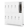 A white metal locker with 10 compartments, one of which is open showing clothes and shoes inside. Anteprima dell’immagine prodotto