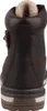 The back view of a brown leather boot with a white and brown sole. Voir les images du produit