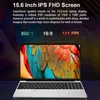 A laptop displaying a colorful image of parrot feathers, with marketing text and specifications overlaid. Produktbild-Vorschau