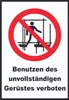 Benutzen des unvollständigen Gerüstes verboten Schild A5 Produktbild-Vorschau 1