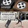 A collage showing a phone case with a camera cutout and a person running. Produktbild-Vorschau