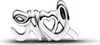 A silver charm with the word "love" written in cursive, featuring a heart in the center of the word. Voir les images du produit